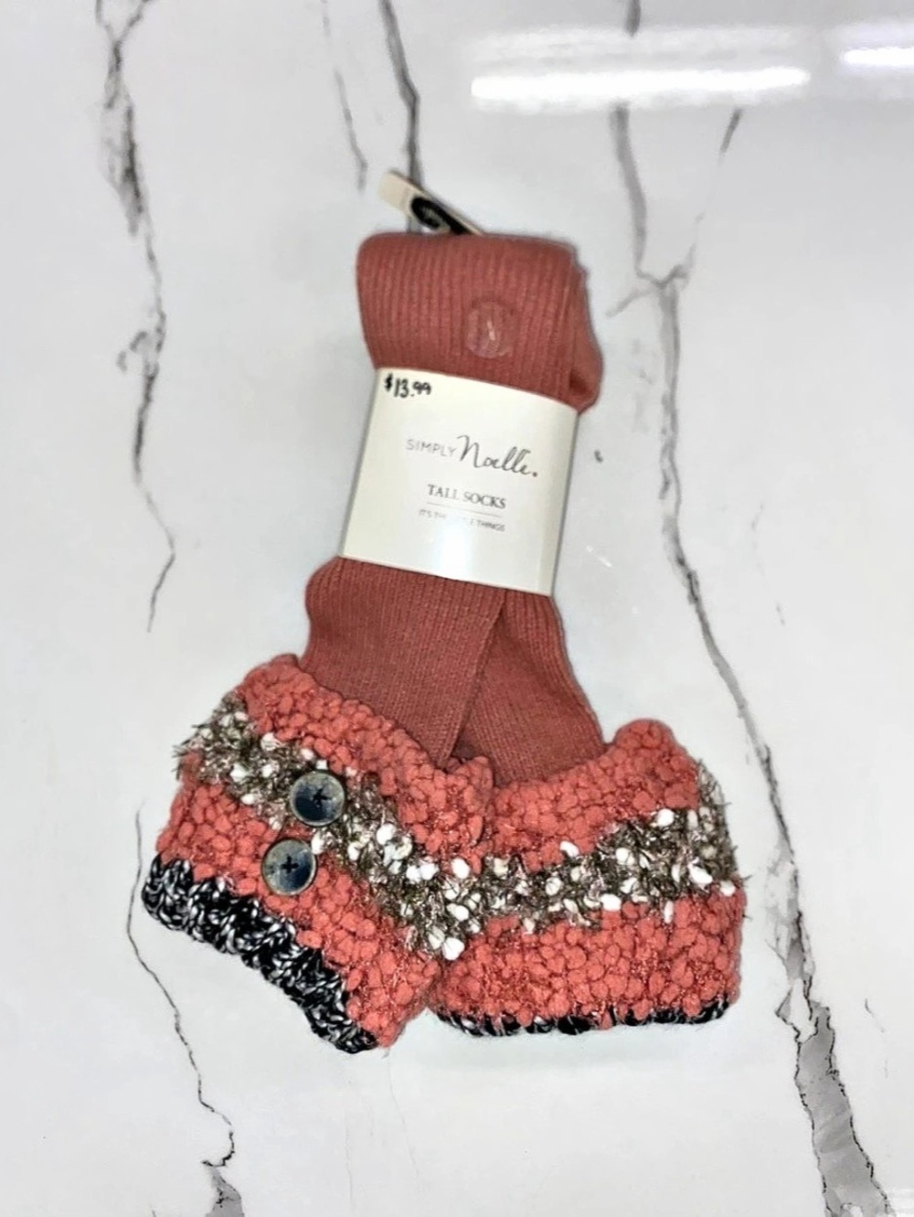 Simply Noelle Tall Socks Pink & Black NWT